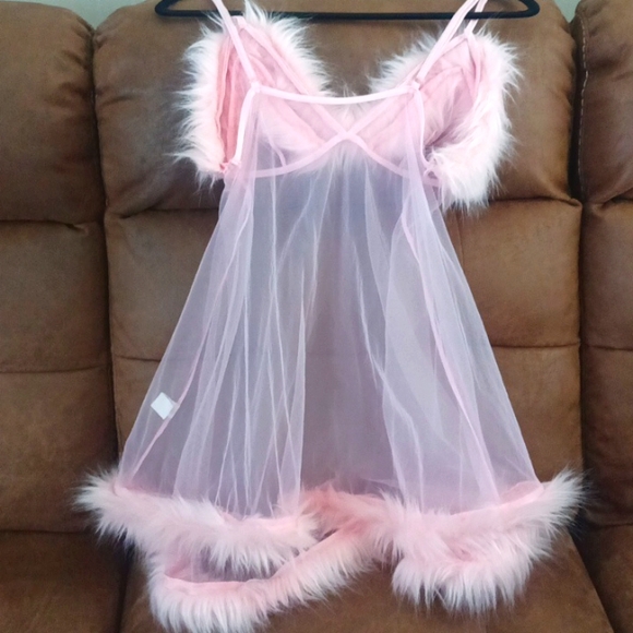 Vintage Fredrick's of Hollywood Type Fembot Pink Lingerie Babydoll - Picture 5 of 6